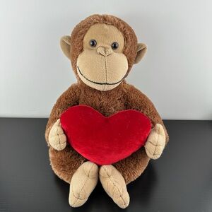Russ Berrie Heartford Brown Monkey 15" Red Heart Plush Stuffed Animal